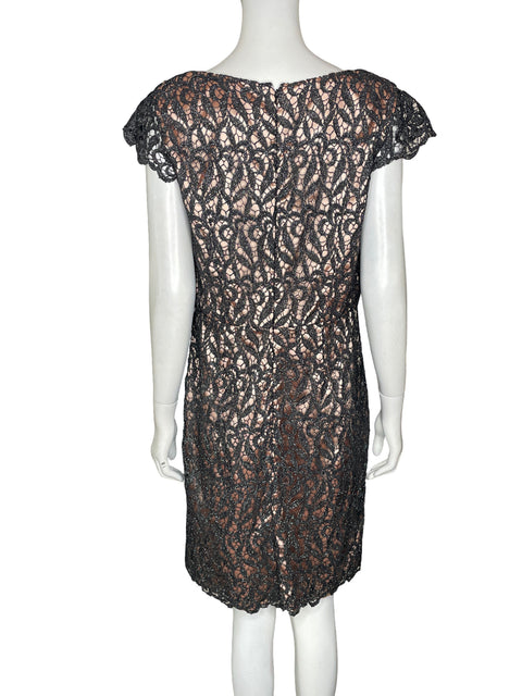 Vestido De Fiesta Js Collections Troquelado Brillo Negro - Talla 12