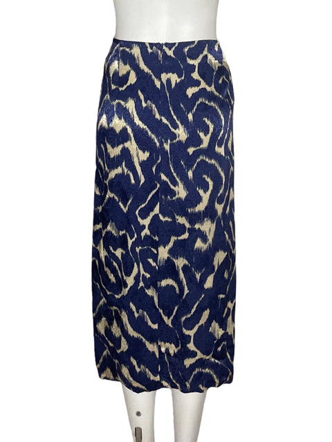 Falda Mng de Viscosa Estapado Midi Azul - Talla L