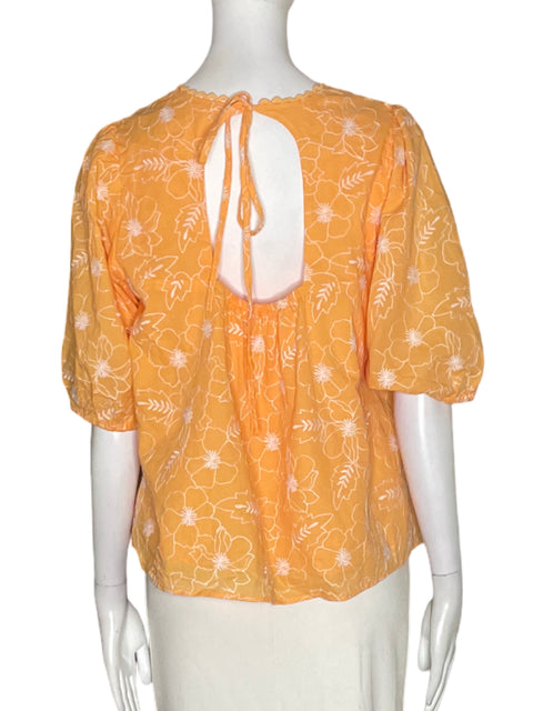 Blusa Loft de Algodón Abullonado Estampado Amarillo - Talla L
