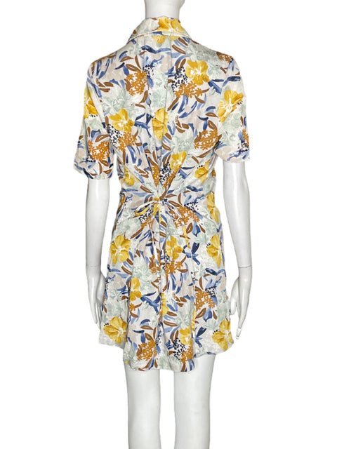 Vestido Mng de Viscosa Estampado Manga corta Amarillo - Talla 8