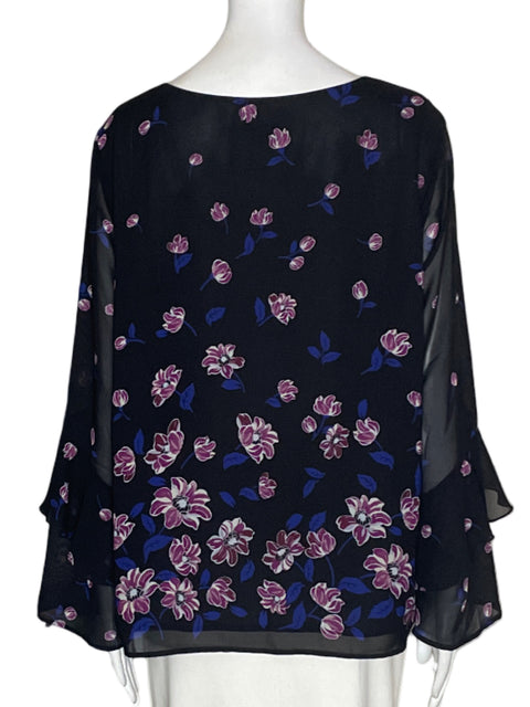 Blusa Ann Taylor Estampado Ruchas Negro - Talla L