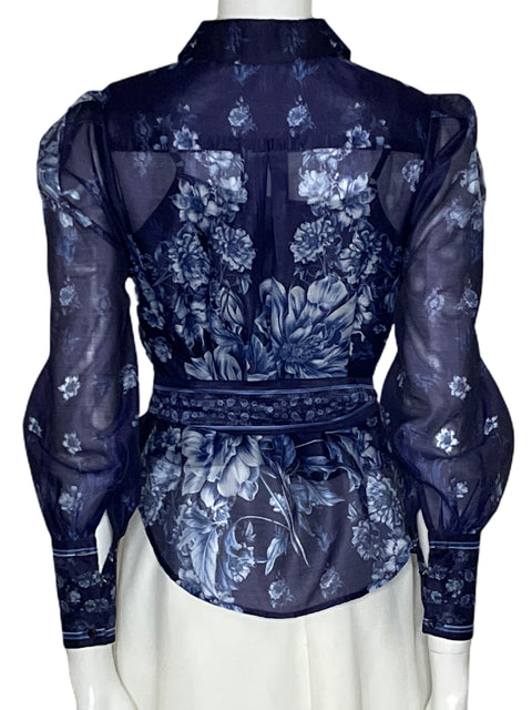 Blusa Karen Millen Estampado Azul - Talla S
