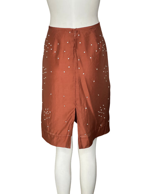 Falda Mango Midi Brillo Marrón - Talla 40