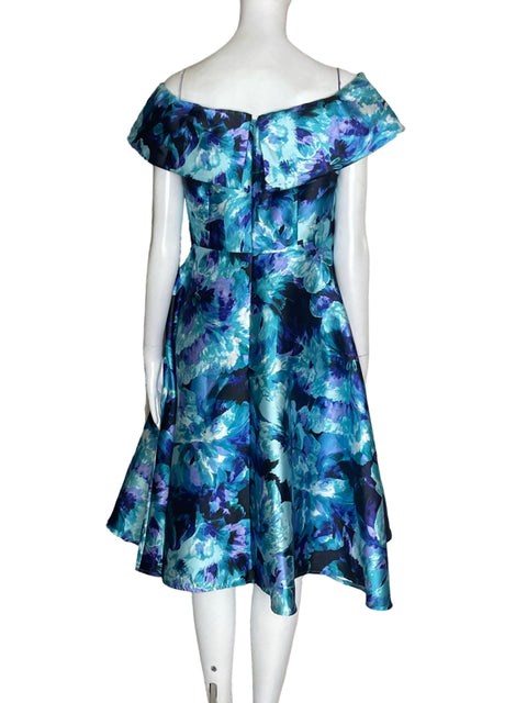 Vestido Alex Evenings Floral Suelto Azul - Talla 8