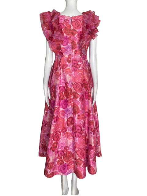 Vestido Aje Cuello v Ruchas Rosado - Talla 10