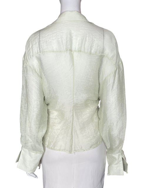 Blusa Mango Cruzado Cuello v Verde - Talla L