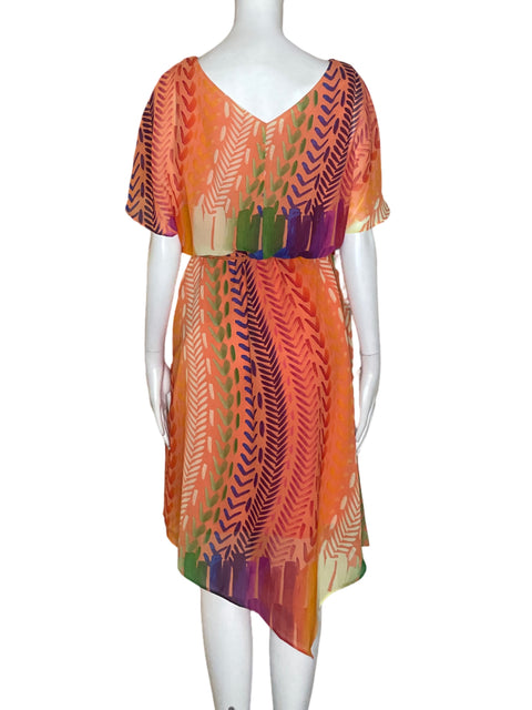 Vestido Rabbit Estampado Asimétrico Naranja - Talla 10