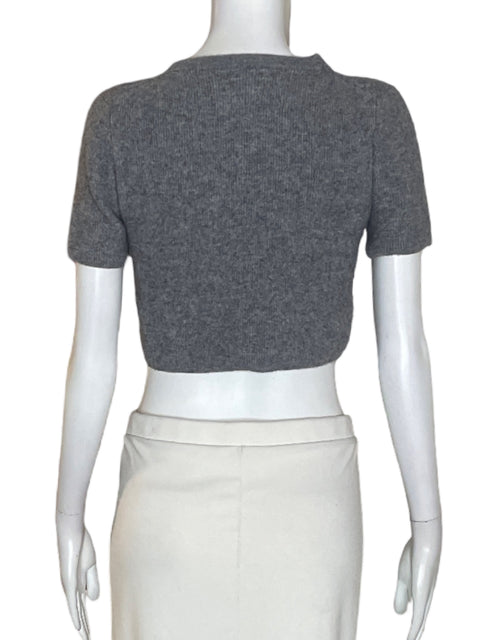 Blusa Massimo Dutti Texturizado Crop Gris - Talla S