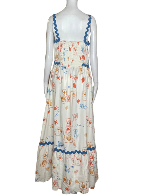 Vestido Cece de Lino Tiras Maxi Naranja - Talla M