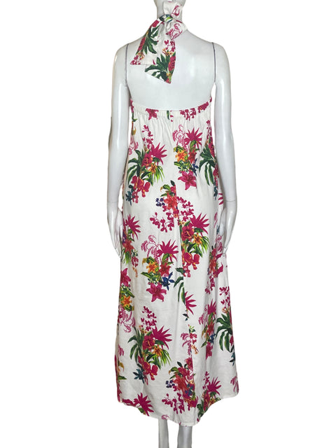 Vestido International Concepts de Lino Halter Estampado Rosado - Talla S
