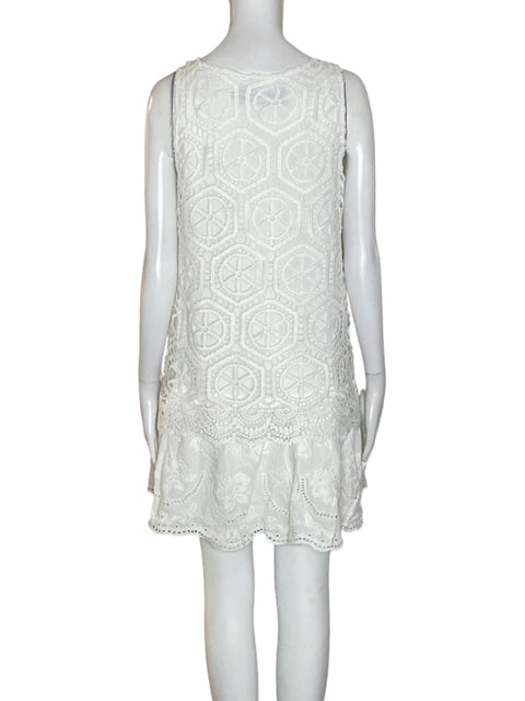 Vestido Desigual de Algodón Tejido Midi Blanco - Talla 40
