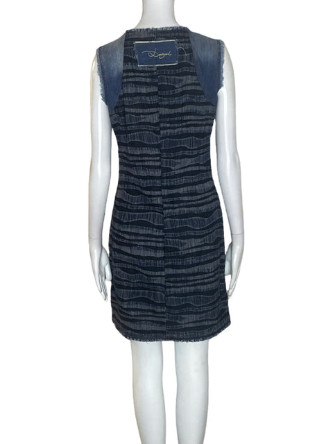 Vestido Desigual de Algodón Sin mangas Midi Azul - Talla 38
