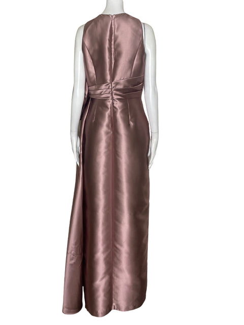 Vestido De Fiesta Kay Unger Satinado Sin mangas Rosado - Talla 8