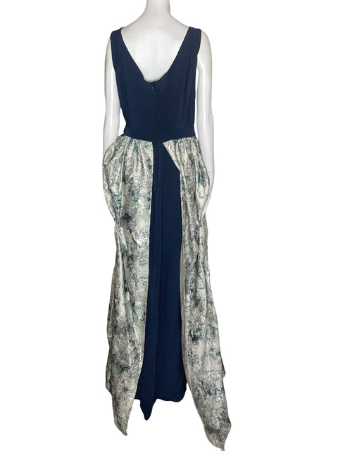 Vestido De Fiesta Stella Maris Liso Vuelos Azul - Talla M