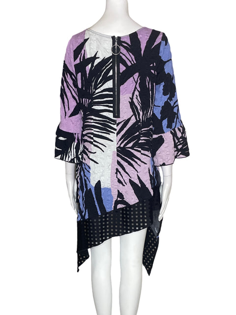Vestido Ic Collection Estampado Asimétrico Azul - Talla S