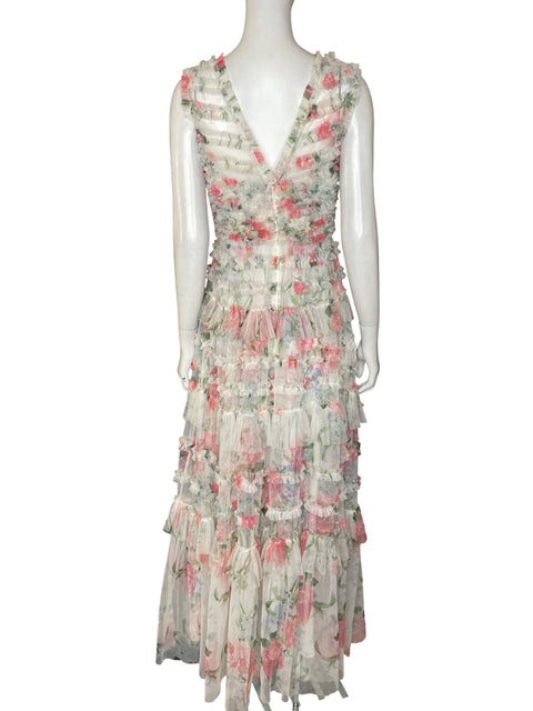 Vestido Needle & Thread Vuelos Floral Rosado - Talla 6