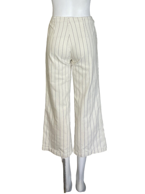 Pantalón Naf Naf de Algodón Rayas Wide-leg Beige - Talla 6