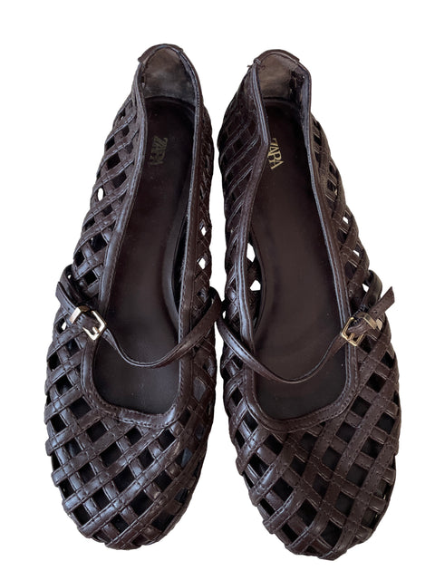 Bailarinas Zara Troquelado Marrón - Talla 37
