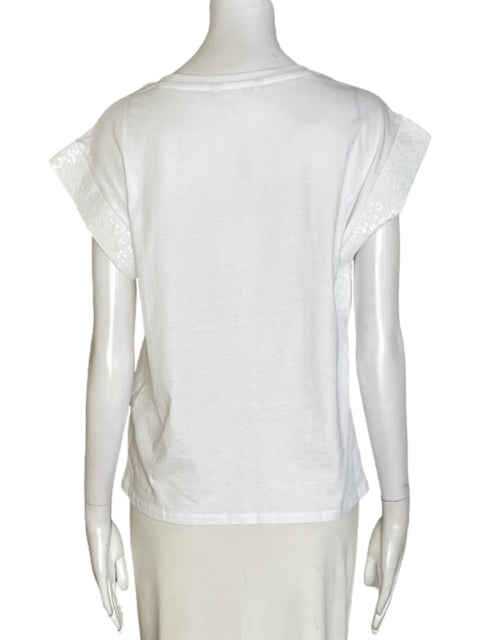 Blusa Sprinfield de Algodón Liso Lentejuelas Blanco - Talla S