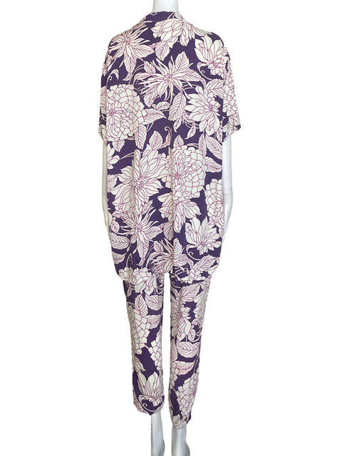 Conjunto Calma de Viscosa Pantalón/camisa Estampado Morado - Talla S