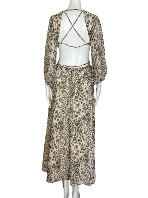 Vestido Zara Animal print Maxi Marrón - Talla M
