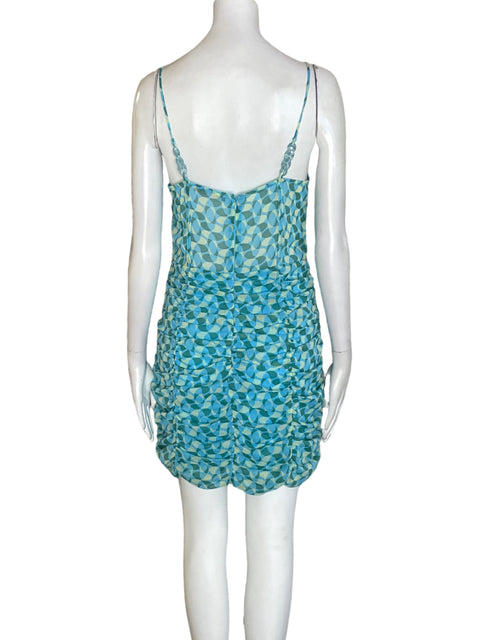 Vestido Zara Texturizado Tiras Azul - Talla M