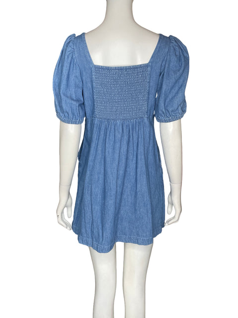 Vestido Old Navy de Algodón Mangas abullonadas Denim Azul - Talla M