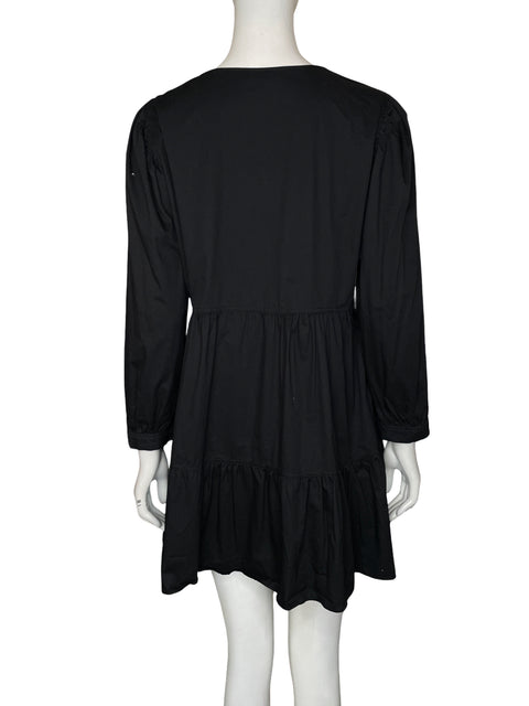 Vestido Zara de Algodón Midi Cuello v Negro - Talla M
