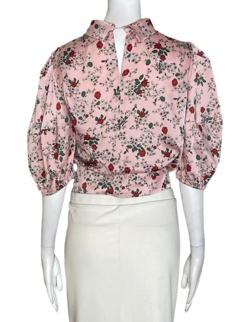 Blusa Zara Estampado Floral Rosado - Talla XS