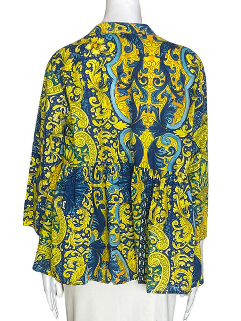 Blusa Antica Santoria&giacamo Cirque Manga larga Plisado Amarillo - Talla U