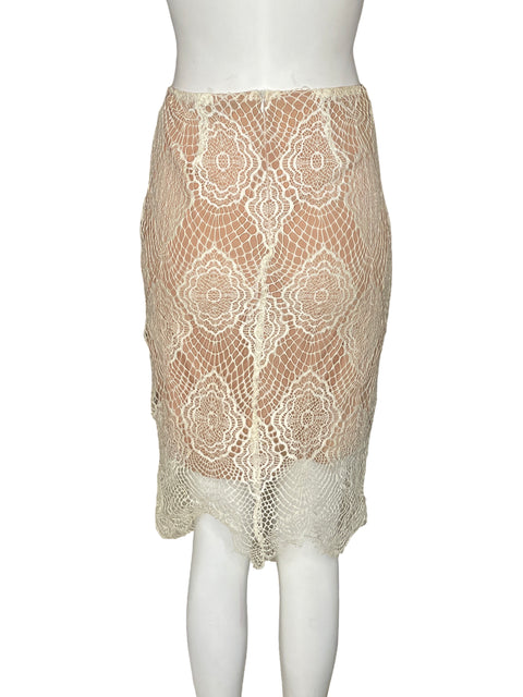 Falda Olivaceous Midi Troquelado Beige - Talla M