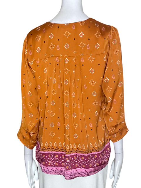Blusa Dr2 Estampado Cuello v Naranja - Talla M