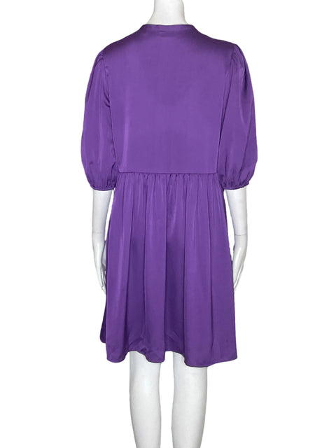 Vestido Hugo Boss Abullonado Midi Morado - Talla M