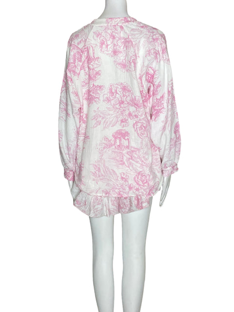Conjunto Made In Italy de Algodón Blusa/short Ruchas Rosado - Talla S