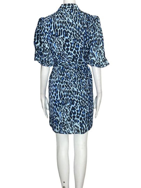 Vestido Benveo Animal print Abullonado Azul - Talla S