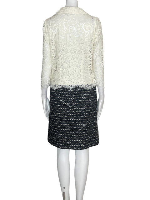 Vestido Luisa Spagnoli de Algodón Encaje Manga larga Blanco - Talla 42