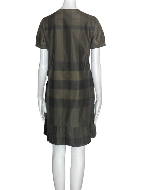 Vestido Burberry de Algodón Manga corta Midi Verde - Talla 38