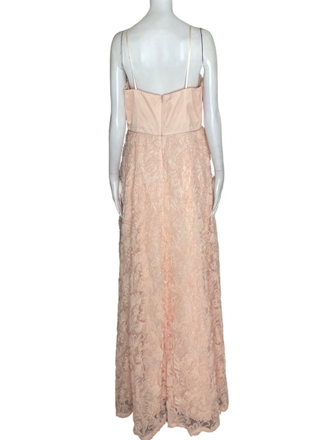 Vestido De Fiesta Aidan Mattox Tiras Apliques Rosado - Talla 12