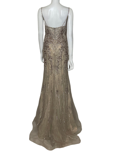 Vestido De Fiesta Ladivine Dorado - Talla 6