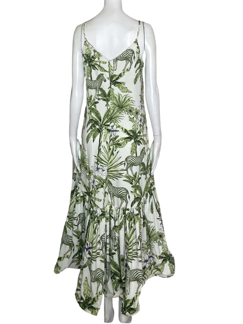 Vestido Michelle Forero Tiras Ruchas Verde - Talla S