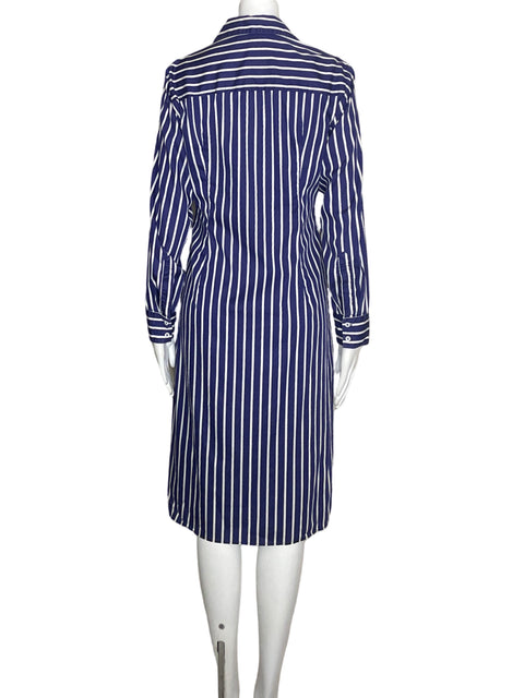 Vestido Zara Rayas Ajustado Azul - Talla S