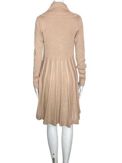 Vestido Calvin Klein Plisado Midi Beige - Talla S