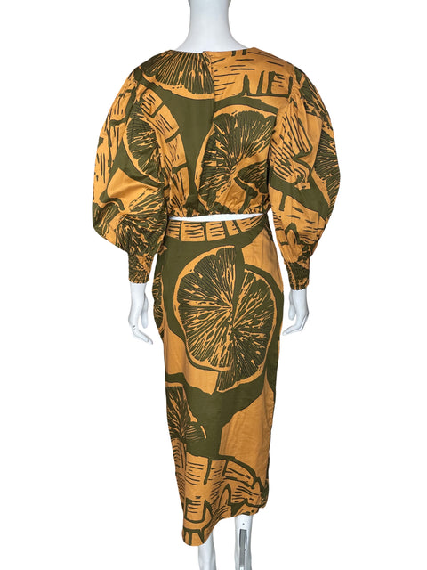 Conjunto Padova de Algodón Mangas abullonadas Verde - Talla S