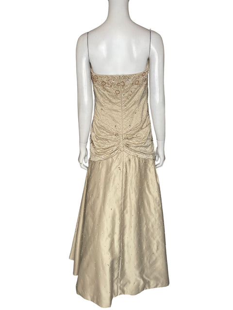 Vestido De Fiesta Jovani Strapless Pedrería Beige - Talla 10