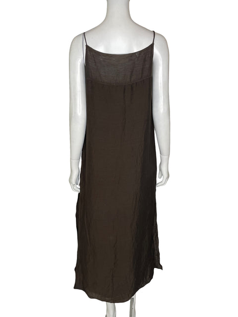 Vestido Massimo Dutti de Viscosa Slip dress Marrón - Talla S