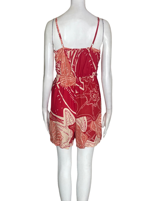 Romper Cacay de Viscosa Estampado Tiras Rojo - Talla S