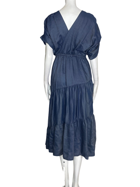 Vestido Padova Cuello v Maxi Azul - Talla XS