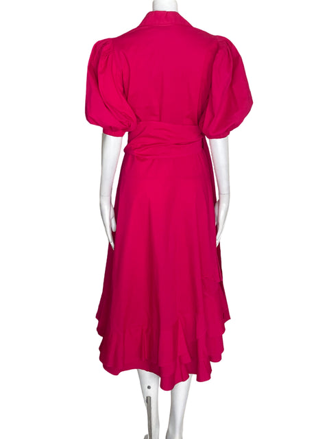Vestido Rebeca Rojas de Algodón Abullonado Fajon Rosado - Talla 6