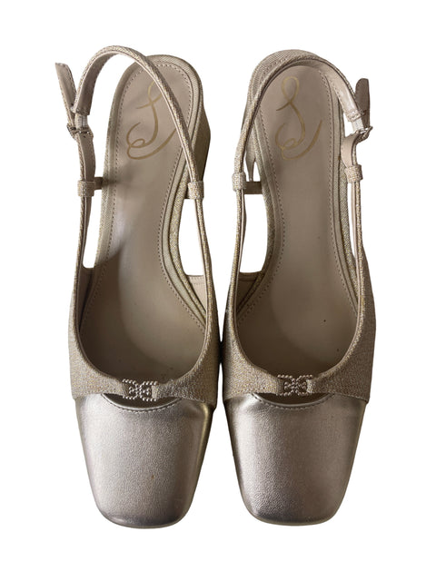 Zapato Sam Edelman Punta cerrada Tacón cuadrado Dorado - Talla 7.5