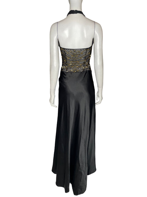 Vestido De Fiesta May Queen Halter Pedrería Negro - Talla 6